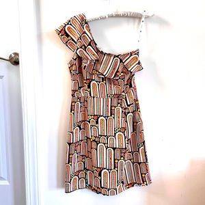 FROCK by Tracy Reese one shoulder ruffle silk dress